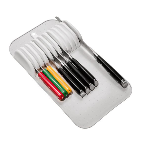madesmart Classic Large Knife Mat for 11 Knives with Soft Grip Base, White