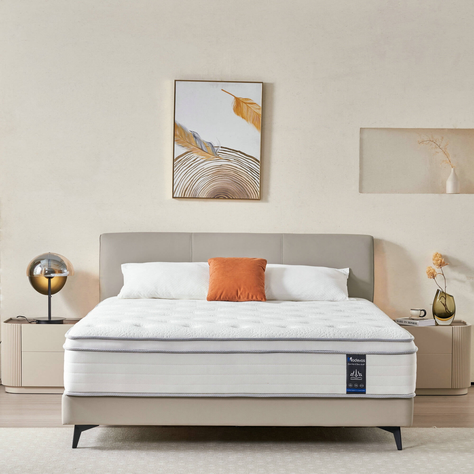 10 Inch Twin Memory Foam Hybrid Mattress In A Box - Medium Firm With Pocket Springs, Motion Isolation, Lumbar Support