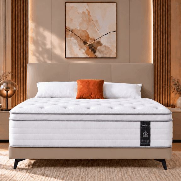 Madevos 10 inch Twin Mattress in a Box,Breathable Memory Foam & Individual Pocket Spring Hybrid Mattress,Medium Support,White