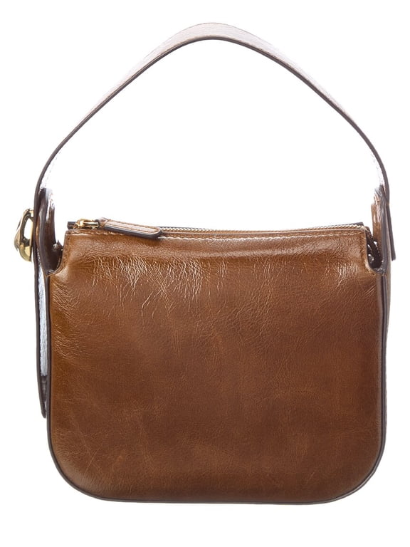 Organic Drop Hand Held Leather Bag, Brown