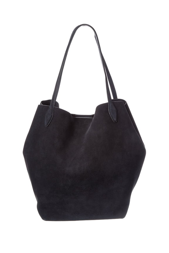 Oversized Soft Grain Suede Shopper, Red