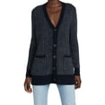 thumbnail image 1 of Madewell Women's Bird's Eye Maysfield Cardigan Sweater, Heather Atlantic/Coconut, Blue, S, 1 of 6