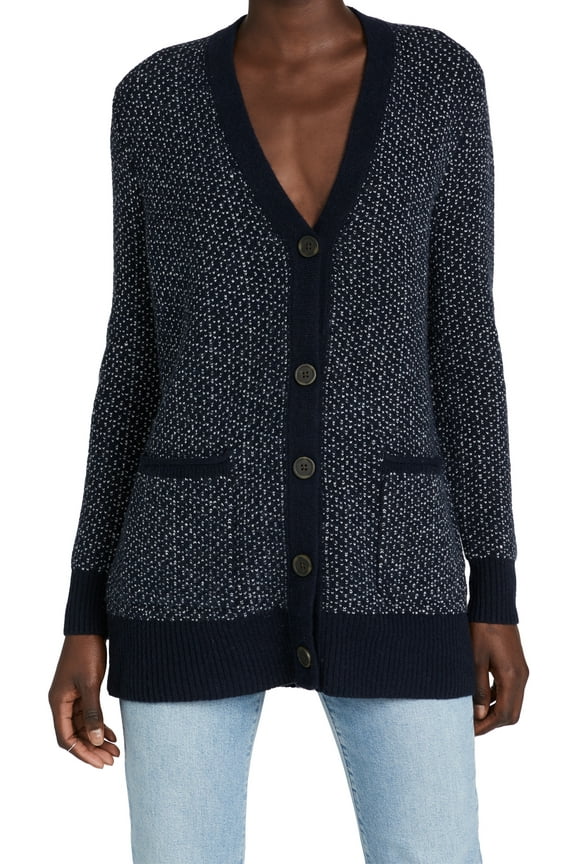 Women's Bird's Eye Maysfield Cardigan Sweater, Heather Atlantic/Coconut, Blue, S