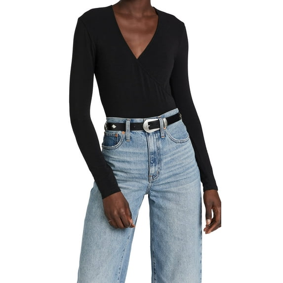 Madewell Women's Wrap Thong Bodysuit, True Black, 2XL (Women's 18)