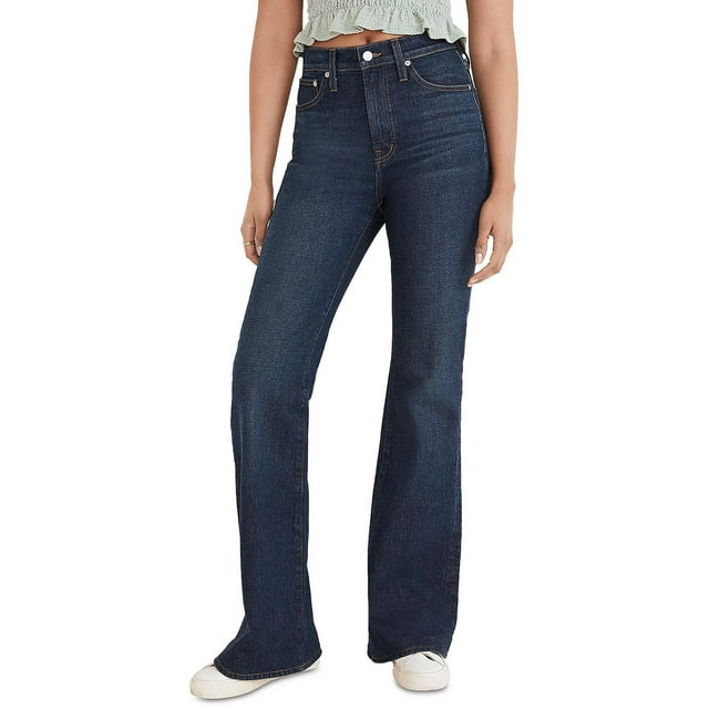 Madewell Womens High Rise Dark Wash Flare Jeans