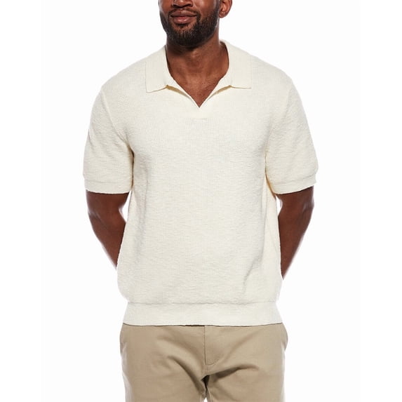 Madewell mens Waffle Knit Johnny Collar Polo Sweater, XL, White