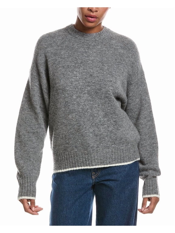 womens CloudSoft Drop-Shoulder Wool & Alpaca-Blend Sweater, XXL, Grey