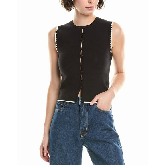 Madewell womens  Crewneck Sweater Tank, XL, Black