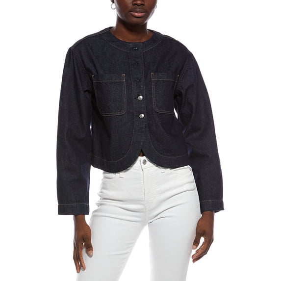 Madewell womens Curved Hem Button Jacket, m, Blue