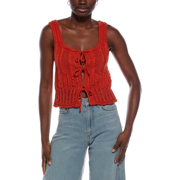 Madewell womens Daisy Tie Lace Stitch Tank, xs, Red