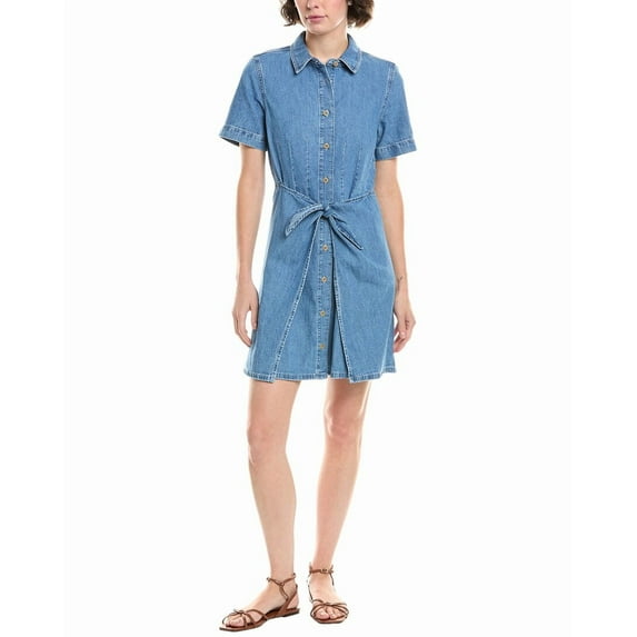 Madewell womens Denim Mini Shirtdress, 6, Blue