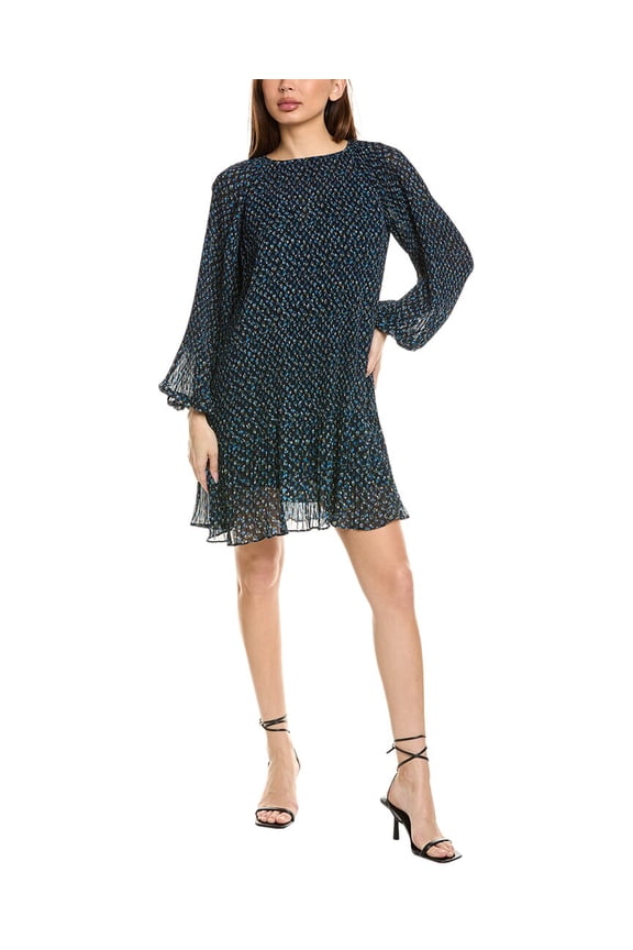 womens  Effie Accordion Pleated A-Line Dress, xs, Blue