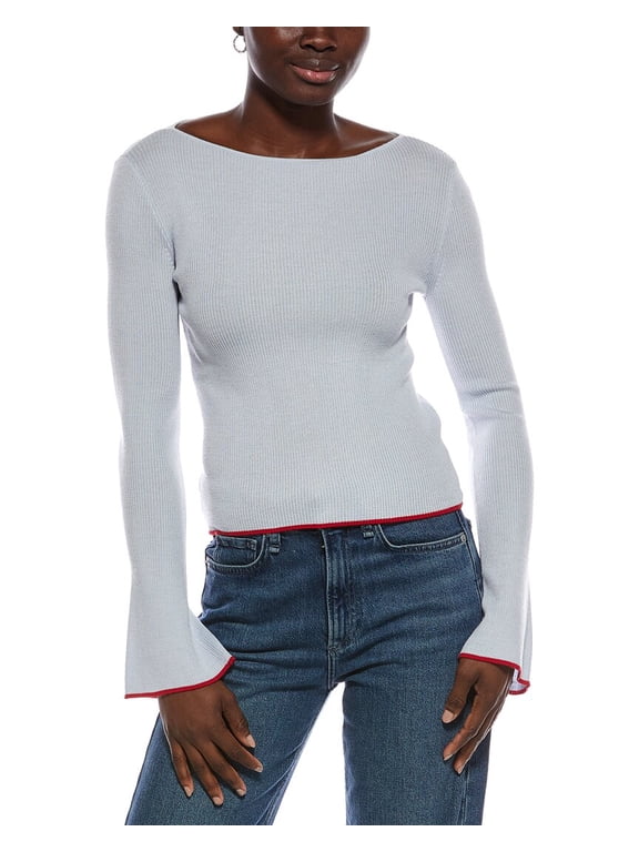 womens Elory Merino Wool & Silk-Blend Femme Sleeve Top, l, Blue
