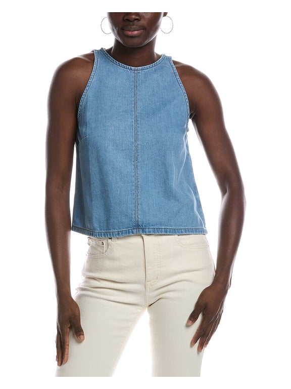 womens Halter Shell Top, XXL, Blue
