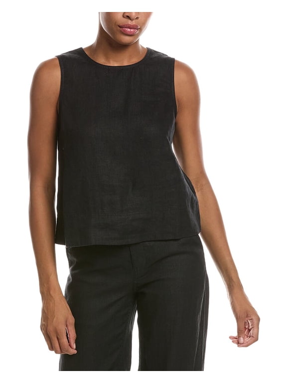 womens Linen Shell Top, XXS, Black