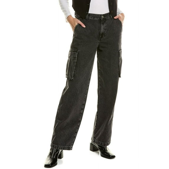 Madewell womens Low-Slung Ranney Wash Straight Cargo Jean, 26, Black