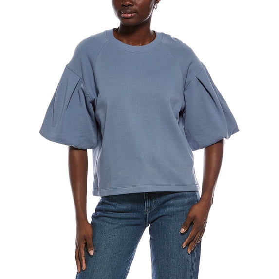 Madewell womens Puff Sleeve Sweatshirt, XXL, Blue
