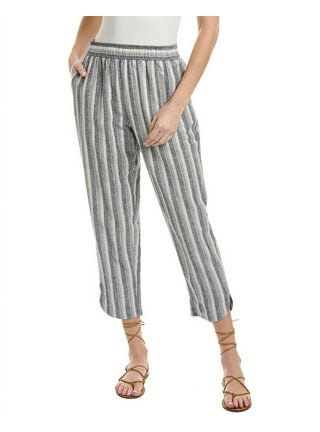 KIHOUT Women's Summer Stripe Double Pocket Casual Loose Casual Straight  Pants 