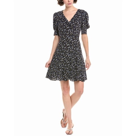 Madewell womens  V-Neck Button-Front Mini Dress, 2, Blue