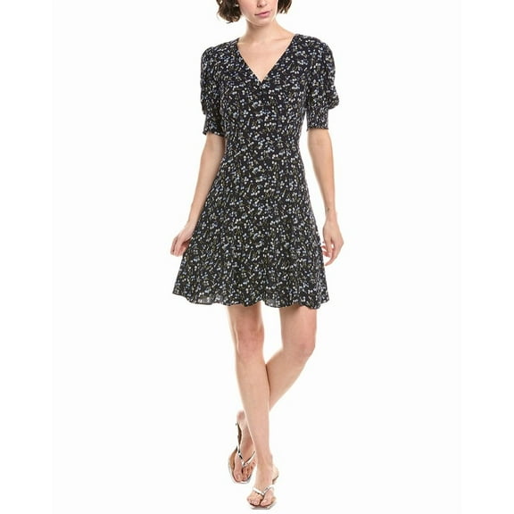 Madewell womens  V-Neck Button-Front Mini Dress, 2, Blue