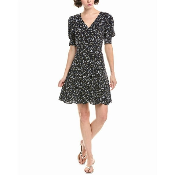 Madewell womens V-Neck Button-Front Mini Dress, 6, Blue