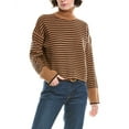 thumbnail image 1 of Madewell womens  Waffle Stripe Turtleneck Wool Sweater, XXS, Brown, 1 of 3
