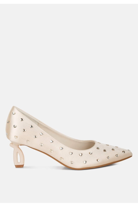 Madhara Heart-Shaped Rhinestones Pumps