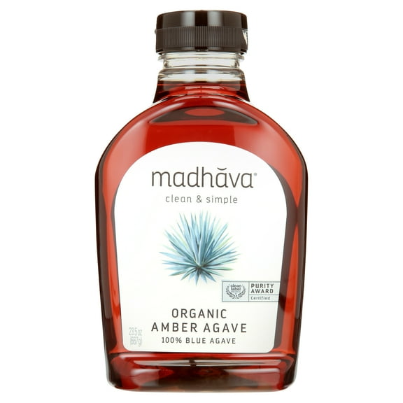 Madhava Organic Amber Agave, 100% Blue Agave Sweetener Sugar Substitute, 23.5 oz Bottle