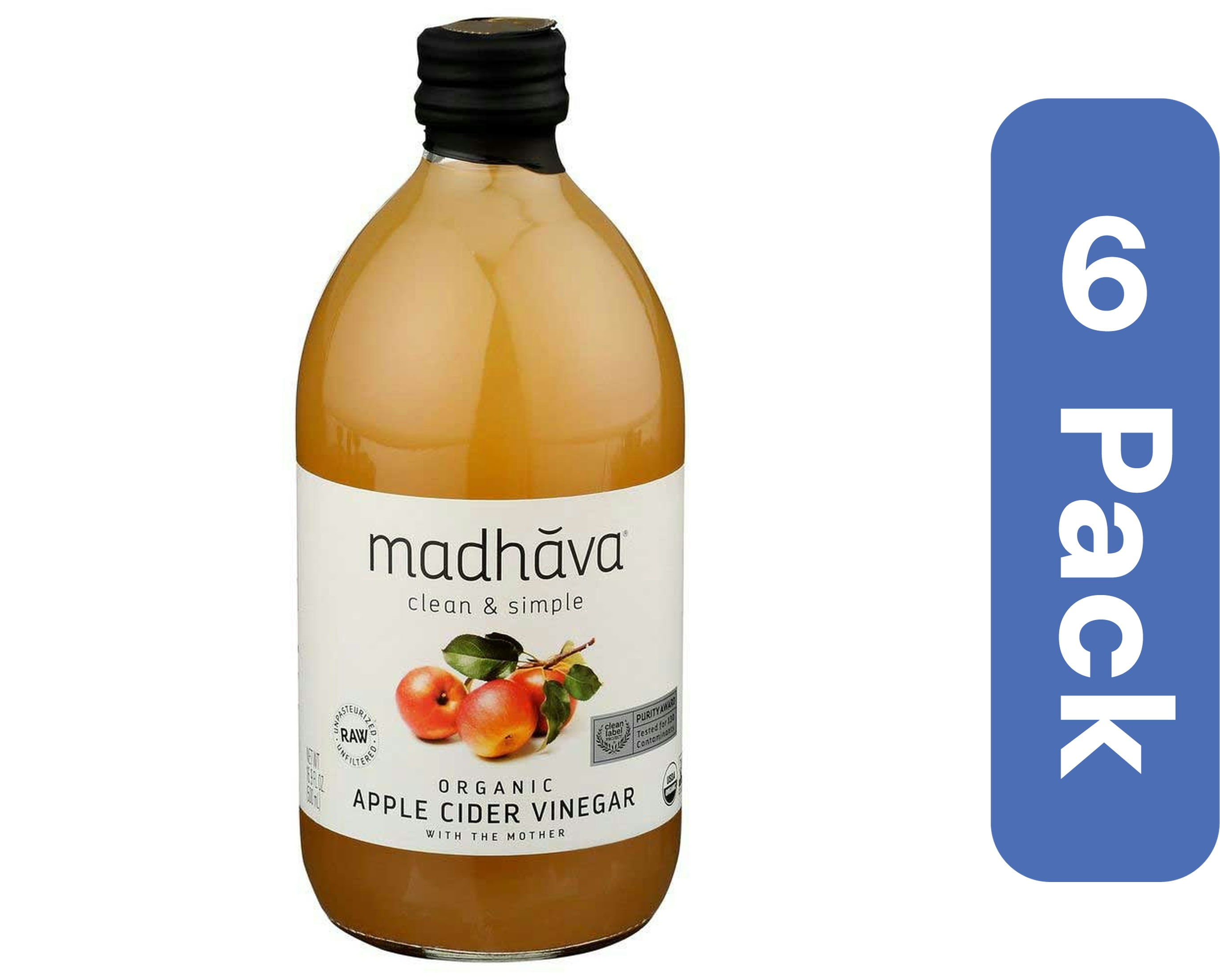 Madhava Organic Apple Cider Vinegar 16.9 oz (Pack Of 6)