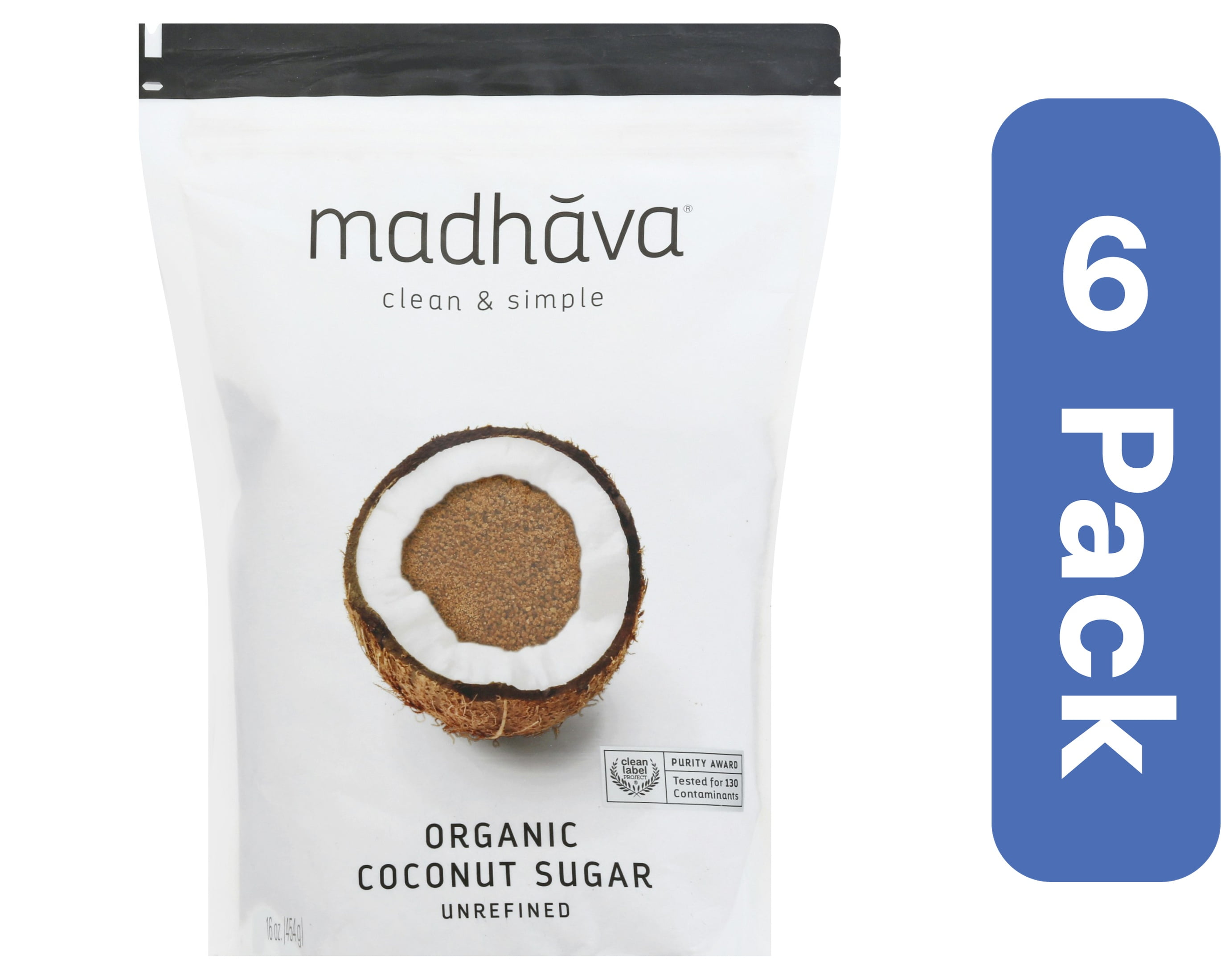 Madhava Organic Blonde Coconut Sugar 16 oz (Pack Of 6)