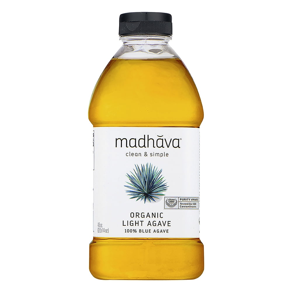 Madhava Organic Light Agave, 100% Blue Agave Sweetener Sugar Substitute, Shelf-Stable, 46 oz Bottle