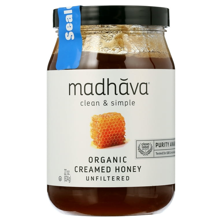 ♡honey♡ Madhava Organic Unfiltered Creamed Honey, 22oz Jar from