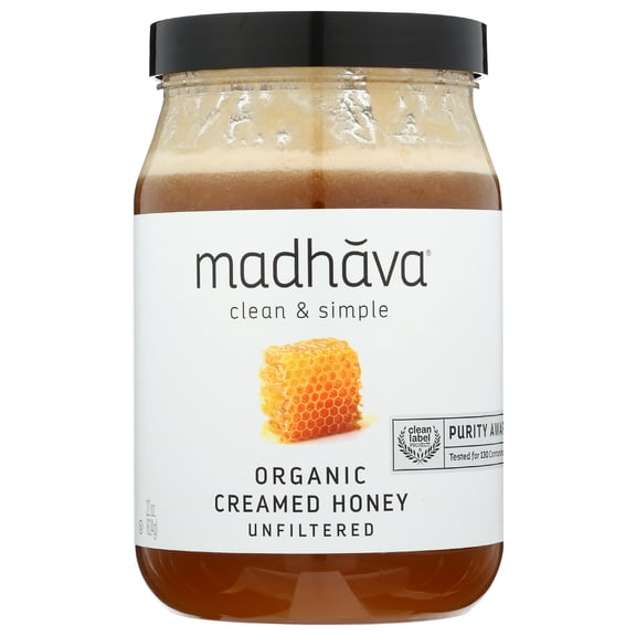 Pack of 6, Madhava Unfiltered Organic Creamed Honey, 22 oz