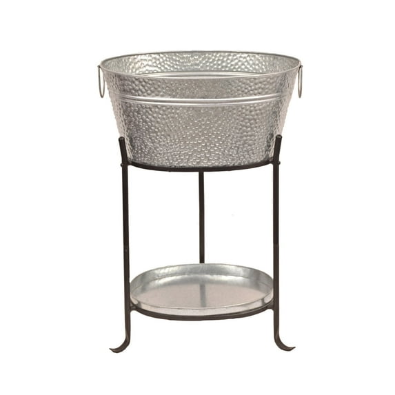 Madhu's Collection Oval Galvanized Steel Pebbled Texture Beverage Tub, Rust Proof
