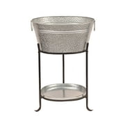 Madhus Collection Oval Galvanized Steel Pebbled Texture Beverage Tub, Rust Proof