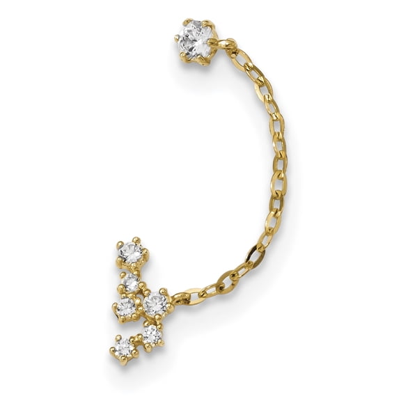 Madi K 14k  CZ Stars and Constellation Double Post with Chain Single Earring