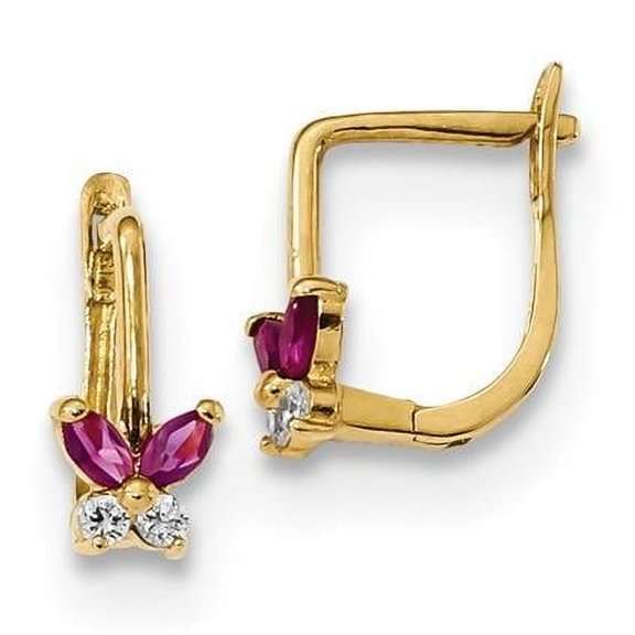 Madi K 14k  Polished Red and White CZ Butterfly Hoops