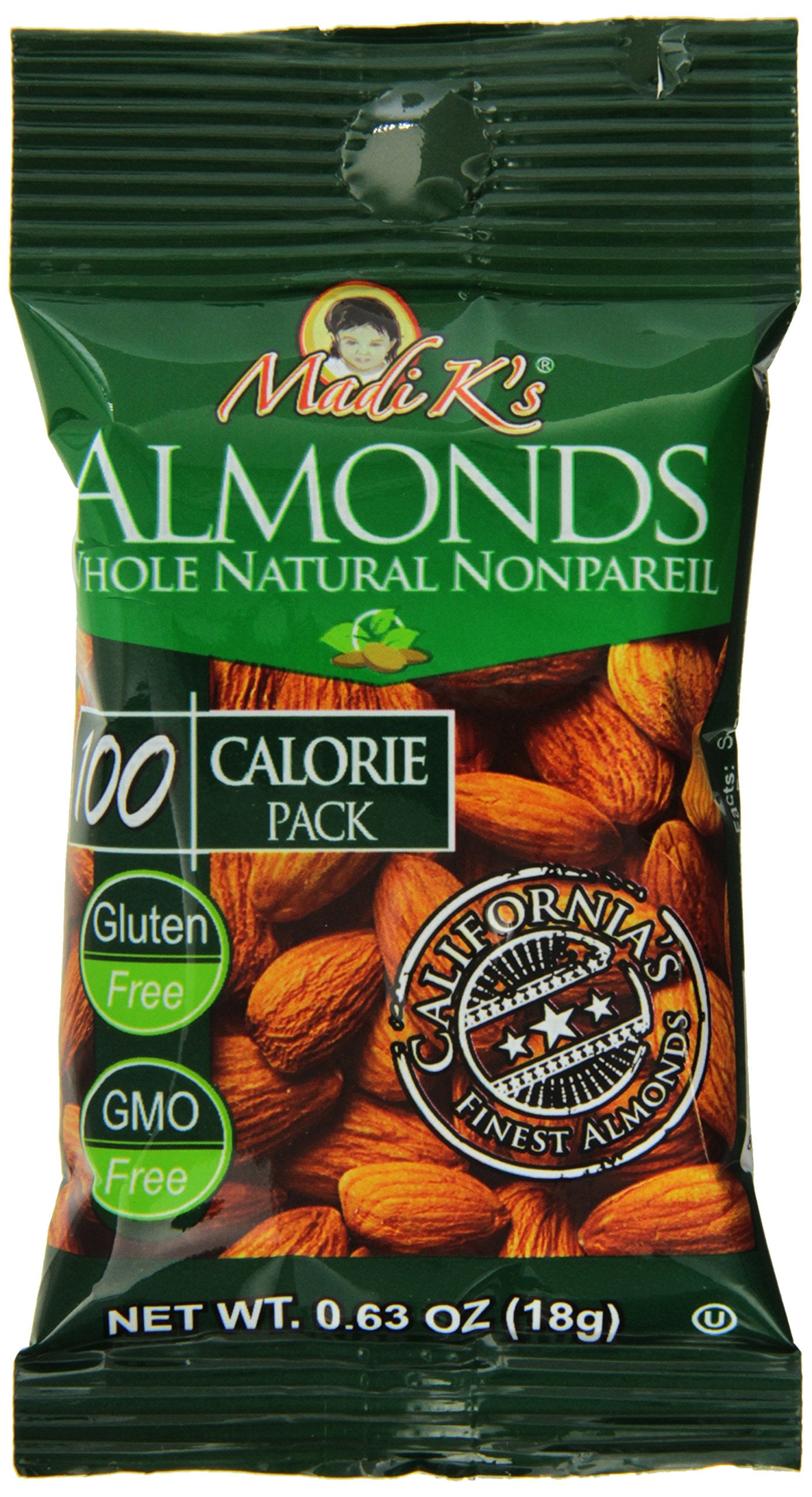 Madi K's Almonds, Whole HHA1&nbsp;Natural Nonpareil, 31 Count (Pack of 31)