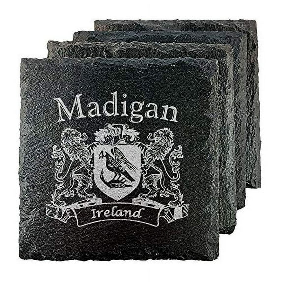 Madigan Irish Coat of Arms Slate Coasters - Set of 4
