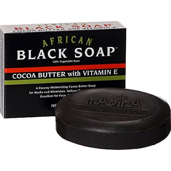 Madina African Black Soap .. Cocoa Butter with Vitamin .. E, 3.5 oz (Pack .. of 12)