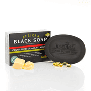 Madina African Black Soap Cocoa Butter with Vitamin E, 3.5 oz Pack of 4
