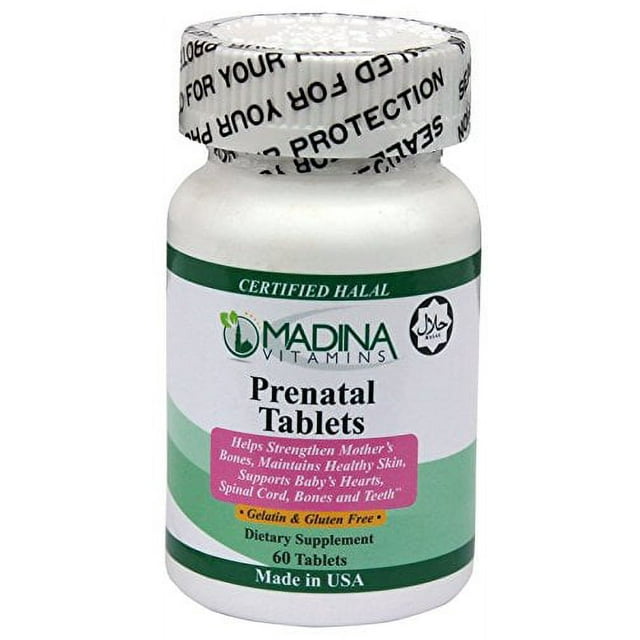 Madina Halal Prenatal Vitamins Gluten Free (60 Tablets Daily Supplement