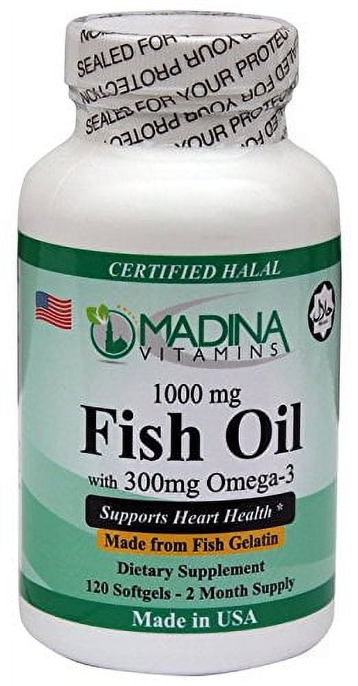 Madina Vitamins Fish Oil (1000mg) Omega 3 (300mg) Fish Gelatin with EPA