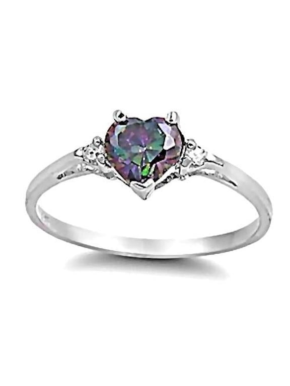 Madison: 0.81ct Heart Cut Simulated Mystic Topaz Promise Friendship Ring sz 5.0