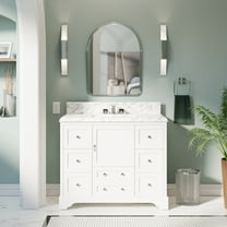 Madison 42" Bathroom Vanity with White Cabinet and Carrara Marble Top
