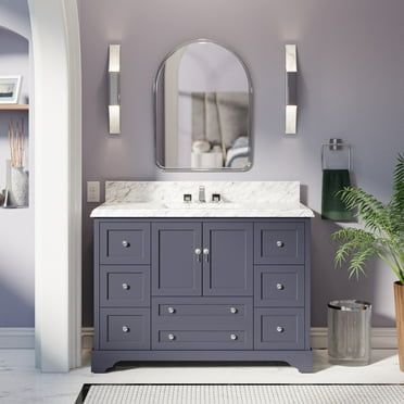 Madison 48" Bathroom Vanity with Marine Gray Cabinet and Carrara Marble Top