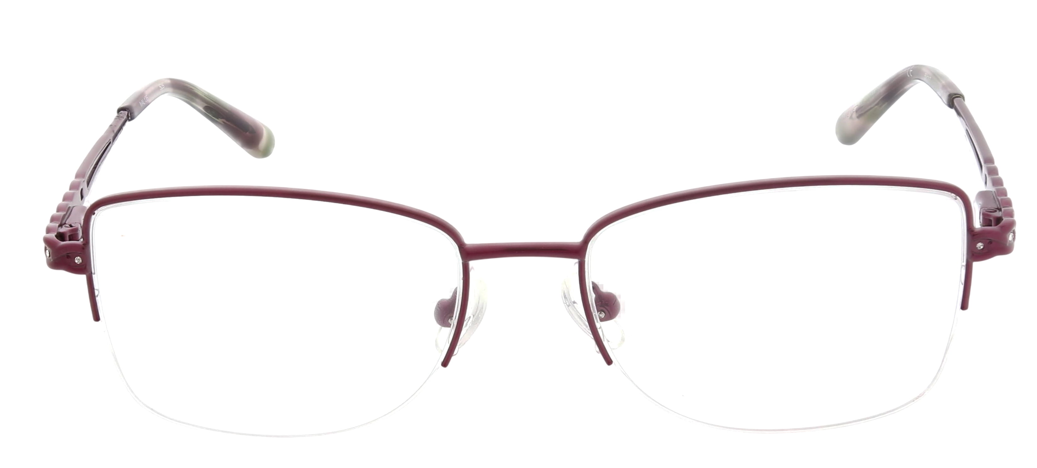 Madison Avenue Women's Shiny Plum Semi-Rimless Rectangle Eyeglasses