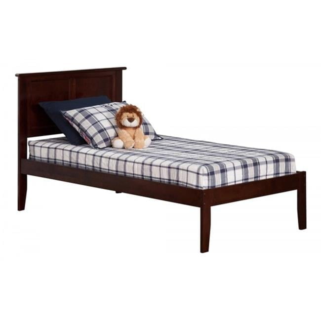 Walnut Twin XL Wood Platform Bed with Headboard