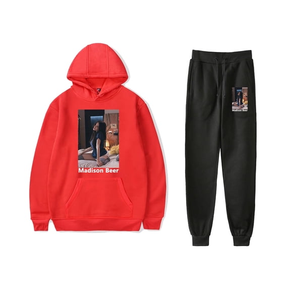 Madison Beer Make You Mine Hoodie Jogger Pant 2 Piece Set Hip Hop Sweatshirt Sweatpant Suit