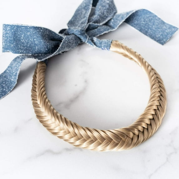 Madison Braids Women's Two Strand Braided Headband Hair Braid Hair Piece Extension - Blaire Fishtail - Ashy Highlighted